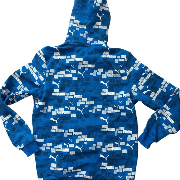Puma AOP Men’s Hoodie Size Medium‎ Hooded Blue & White Logo All Over Print - Picture 6 of 8